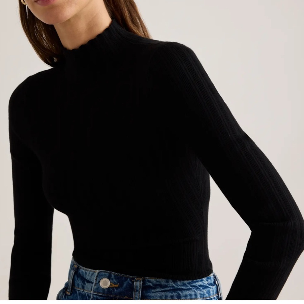 Quince Cotton Cashmere Ribbed Turtleneck Bodysuit